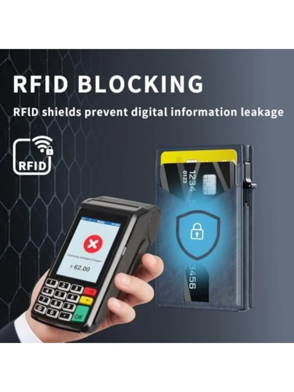 Compact RFID Blocking Wallet for Men | Metal Pop-Up Card Holder & Money Clip